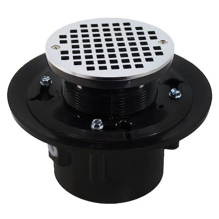 Jones Stephens 3in. x 4in. ABS Drain with 6in. Chrome Plated Strainer and 8-1/2in Pan D49188